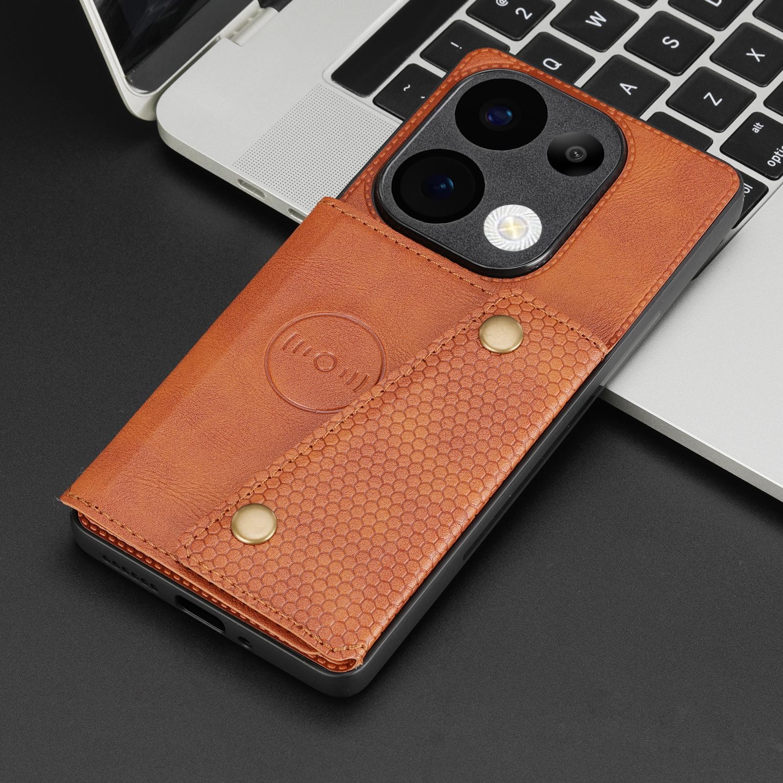 ENKAY Xiaomi Redmi 15C 4G / Poco C85 Double Buckle Card Slots Magnetic Θήκη Σιλικόνης - Brown