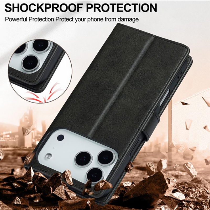 LC.IMEEKE iPhone 17 Pro Max Calf Texture Θήκη Βιβλίο - Black