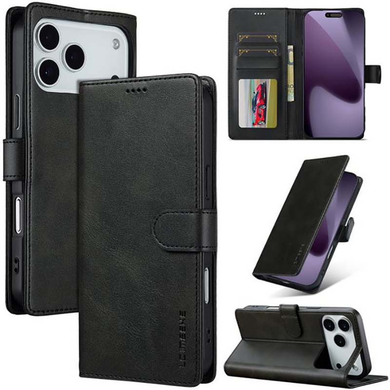 LC.IMEEKE iPhone 17 Pro Max Calf Texture Θήκη Βιβλίο - Black