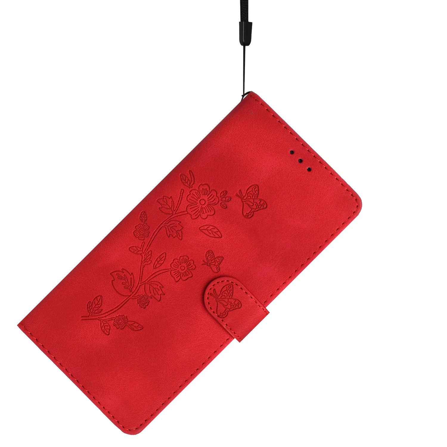 Pattern Xiaomi Redmi 14C 4G Flower Butterfly Embossing Θήκη Βιβλίο - Red
