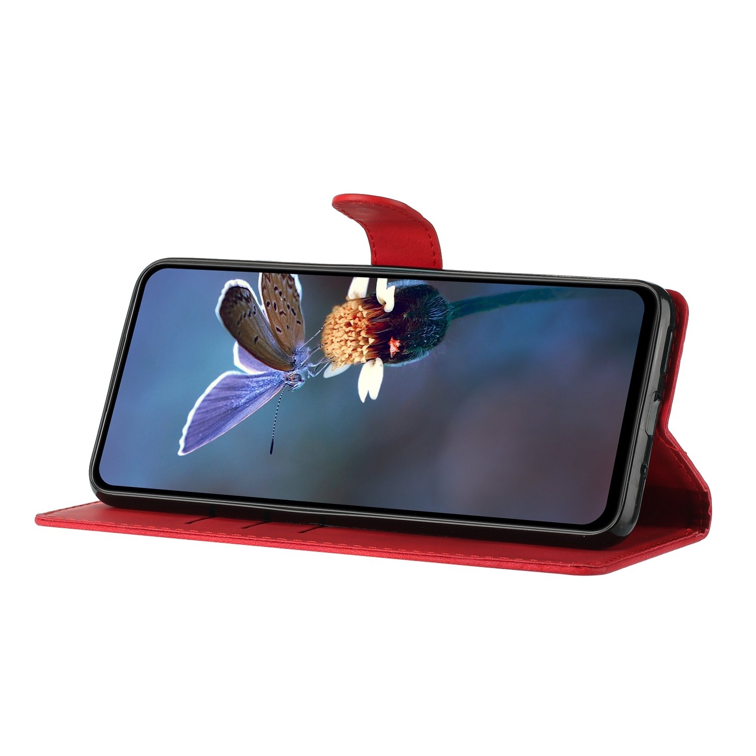 Pattern Xiaomi Redmi 14C 4G Flower Butterfly Embossing Θήκη Βιβλίο - Red