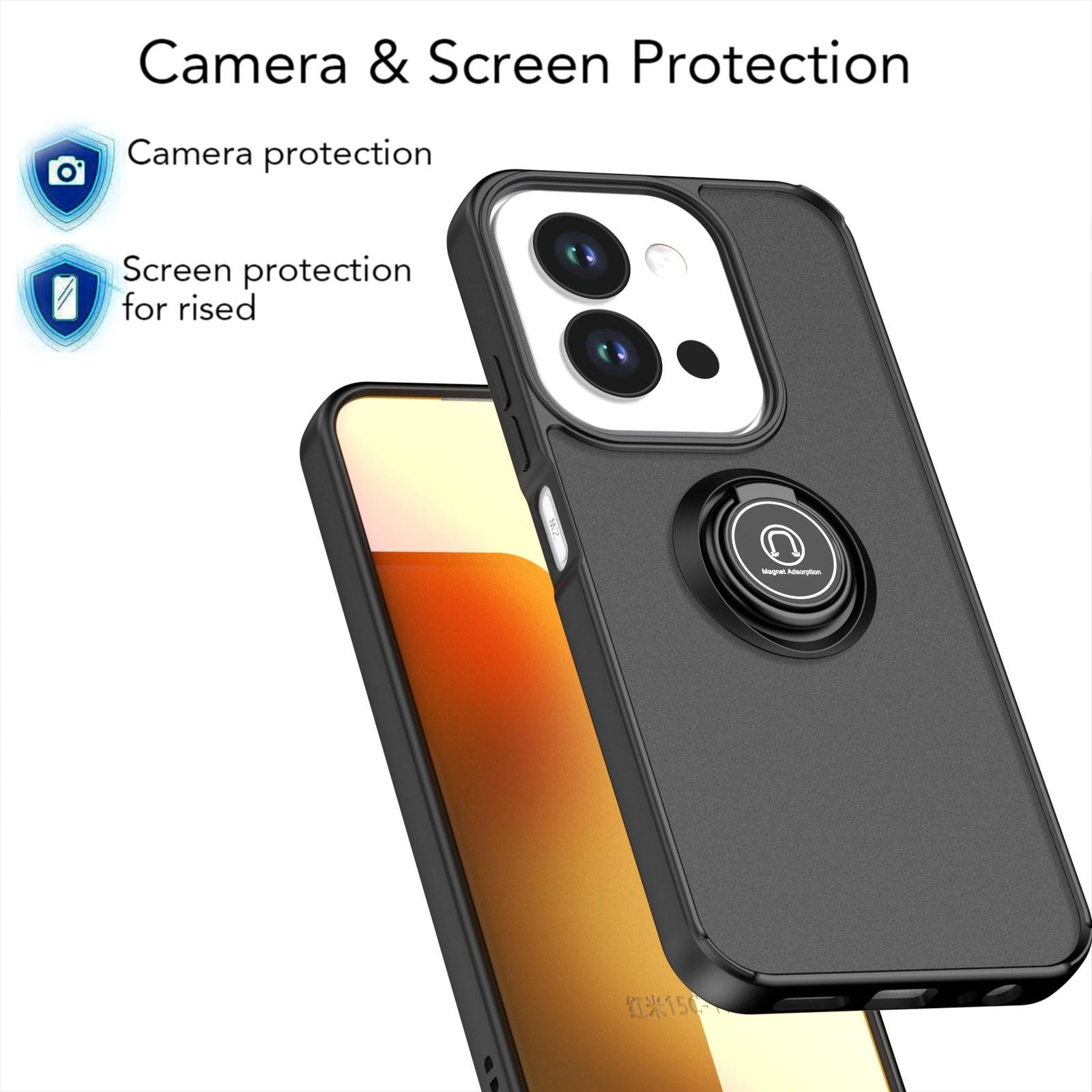 ENKAY Xiaomi Redmi 15C 4G / 5G / Poco C85 Q Shadow 1 Series with Ring Θήκη Σκληρή Φιμέ - Black