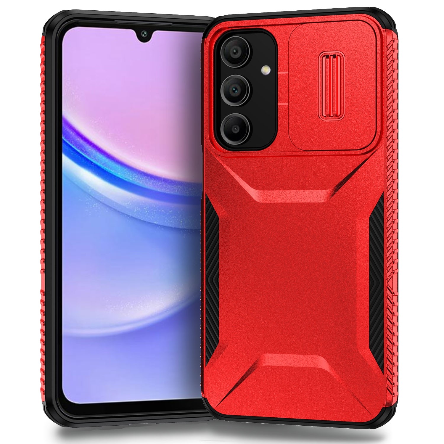 ENKAY Samsung Galaxy A16 4G / A16 5G Sliding Camshield Θήκη Σκληρή - Red