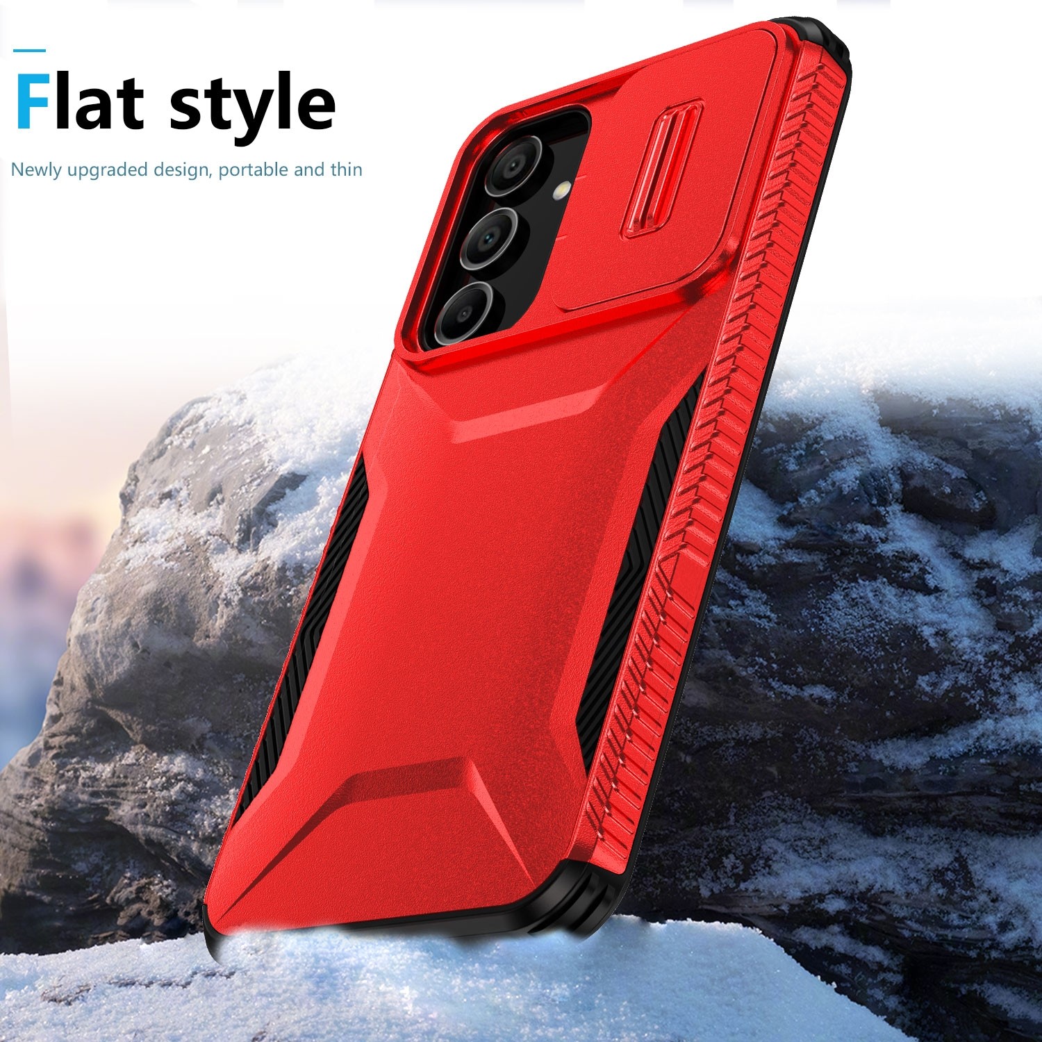 ENKAY Samsung Galaxy A16 4G / A16 5G Sliding Camshield Θήκη Σκληρή - Red