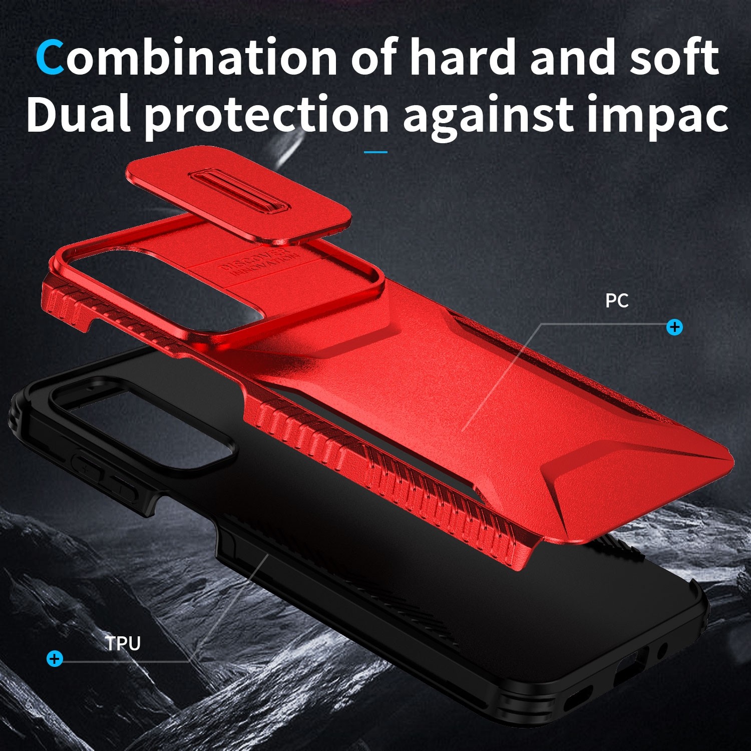 ENKAY Samsung Galaxy A16 4G / A16 5G Sliding Camshield Θήκη Σκληρή - Red