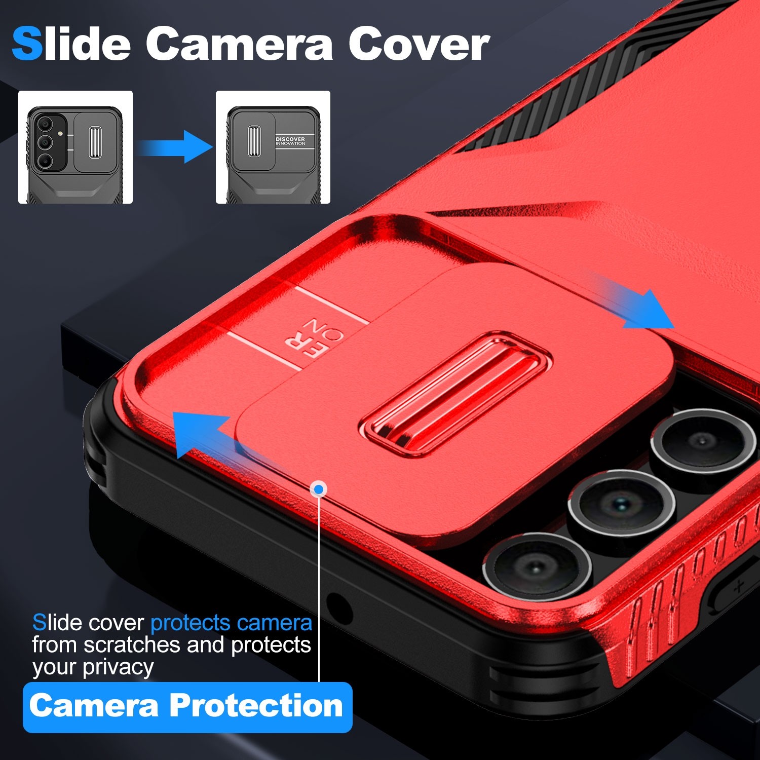 ENKAY Samsung Galaxy A16 4G / A16 5G Sliding Camshield Θήκη Σκληρή - Red