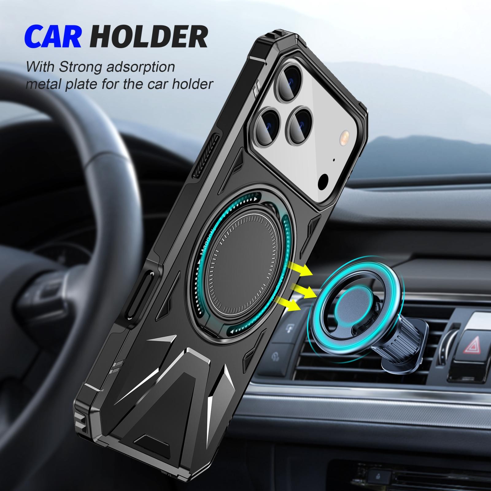 ENKAY iPhone 17 Pro Max MagSafe Magnetic Shockproof with Ring Holder Θήκη Σκληρή- Black