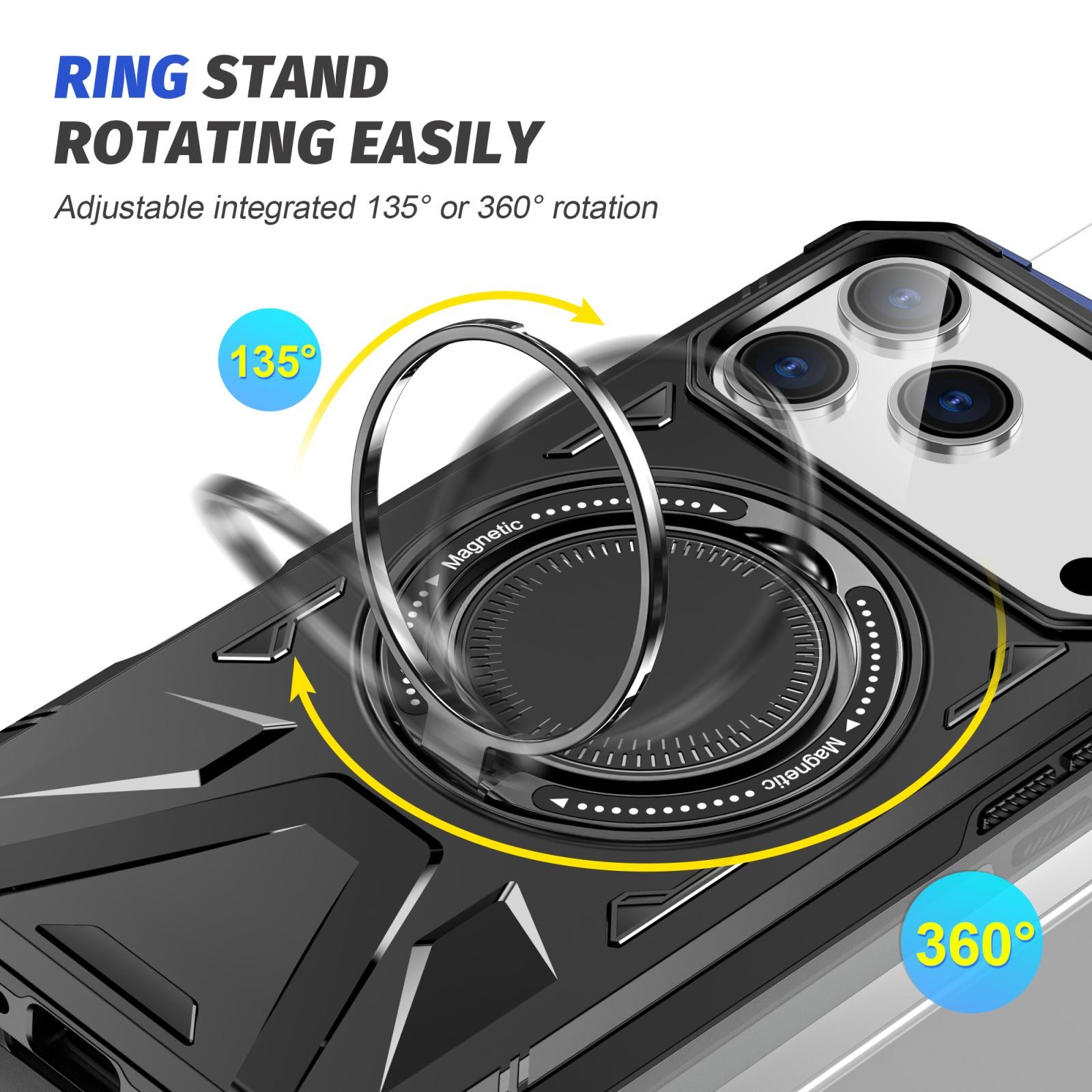 ENKAY iPhone 17 Pro Max MagSafe Magnetic Shockproof with Ring Holder Θήκη Σκληρή- Black