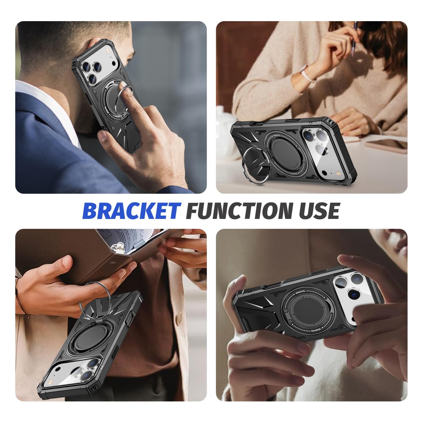 ENKAY iPhone 17 Pro Max MagSafe Magnetic Shockproof with Ring Holder Θήκη Σκληρή- Black