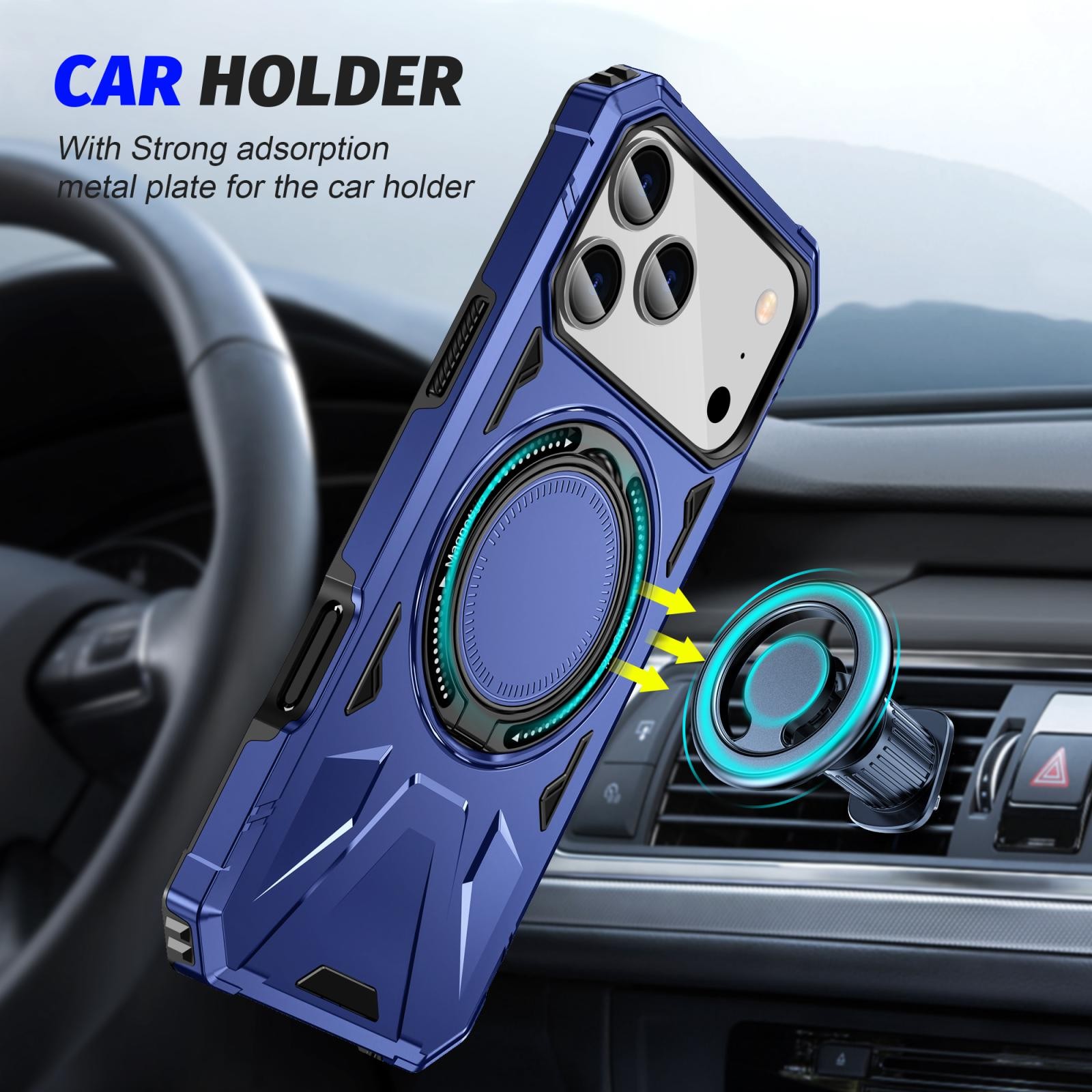 ENKAY iPhone 17 Pro Max MagSafe Magnetic Shockproof with Ring Holder Θήκη Σκληρή- Blue