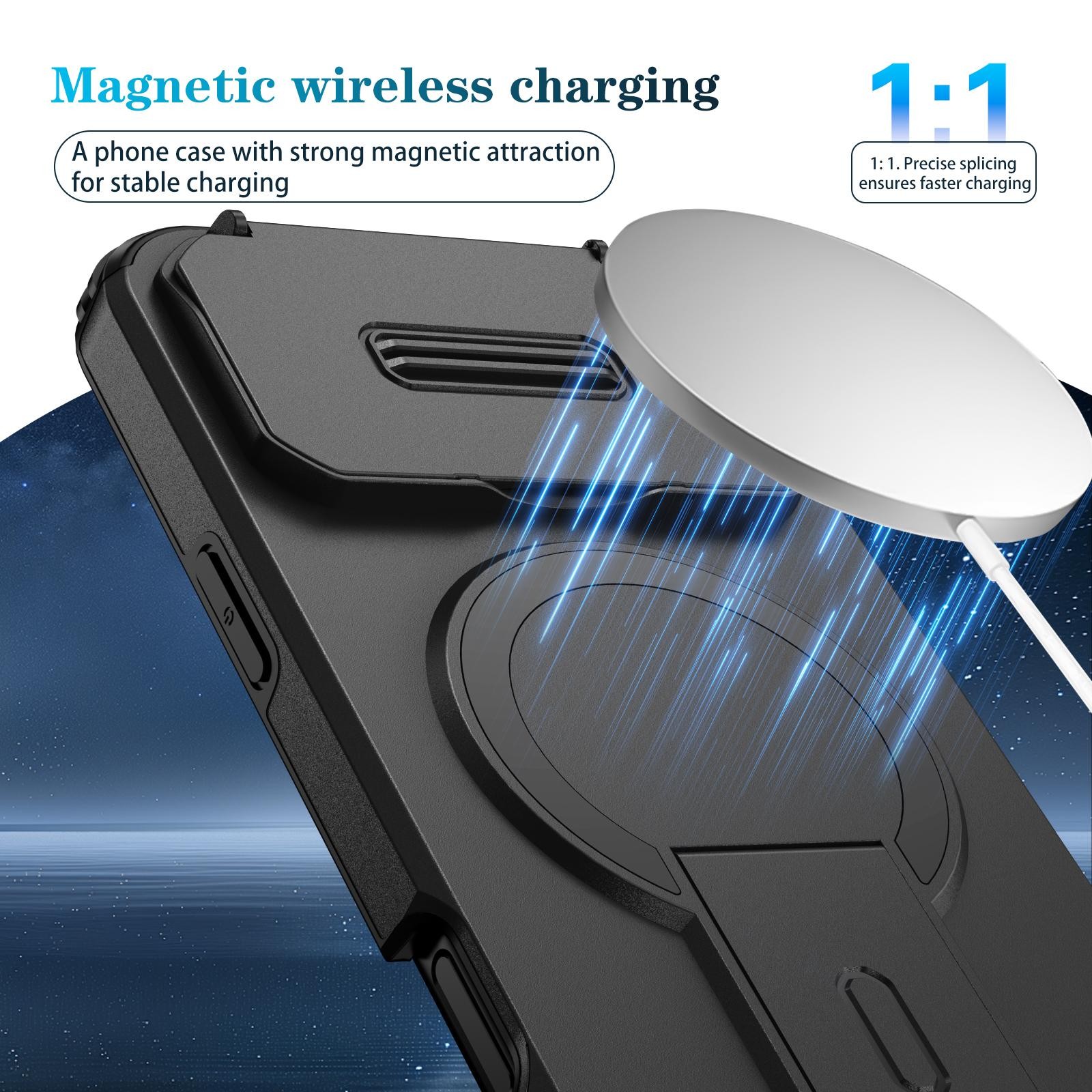 ENKAY iPhone 17 Pro Max MagSafe Sliding Camshield Holder Θήκη Σκληρή - Black