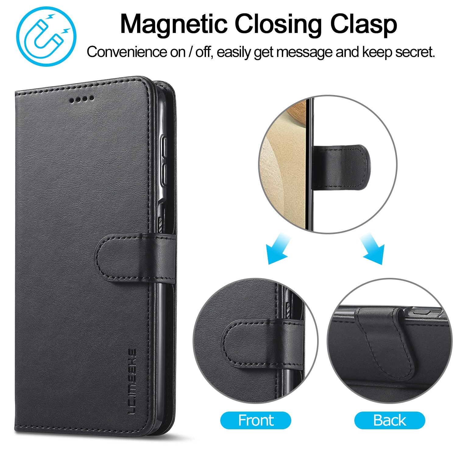 LC.IMEEKE Samsung Galaxy A12 Calf Texture Horizontal Flip and Card Slots Θήκη Βιβλίο - Black