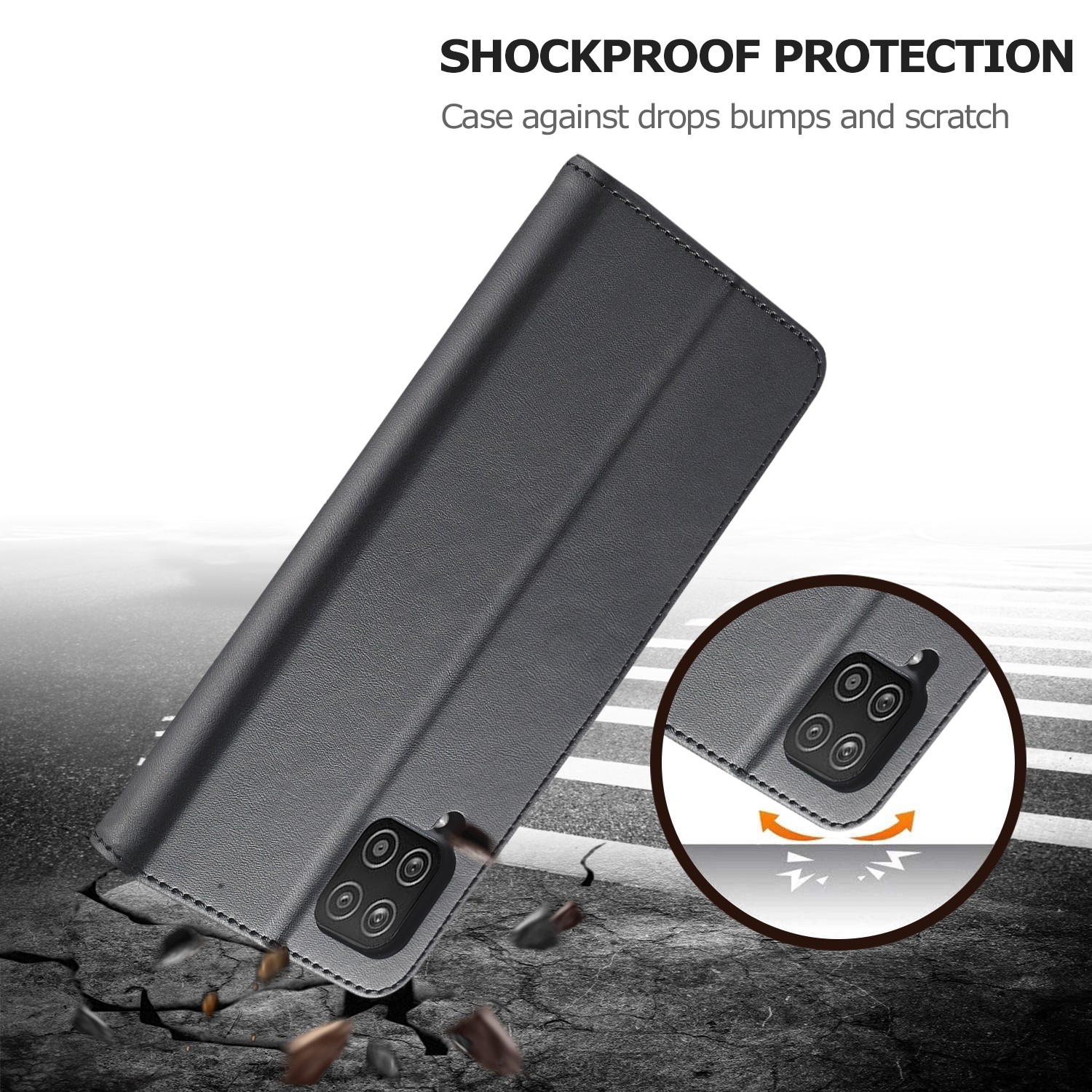 LC.IMEEKE Samsung Galaxy A12 Calf Texture Horizontal Flip and Card Slots Θήκη Βιβλίο - Black