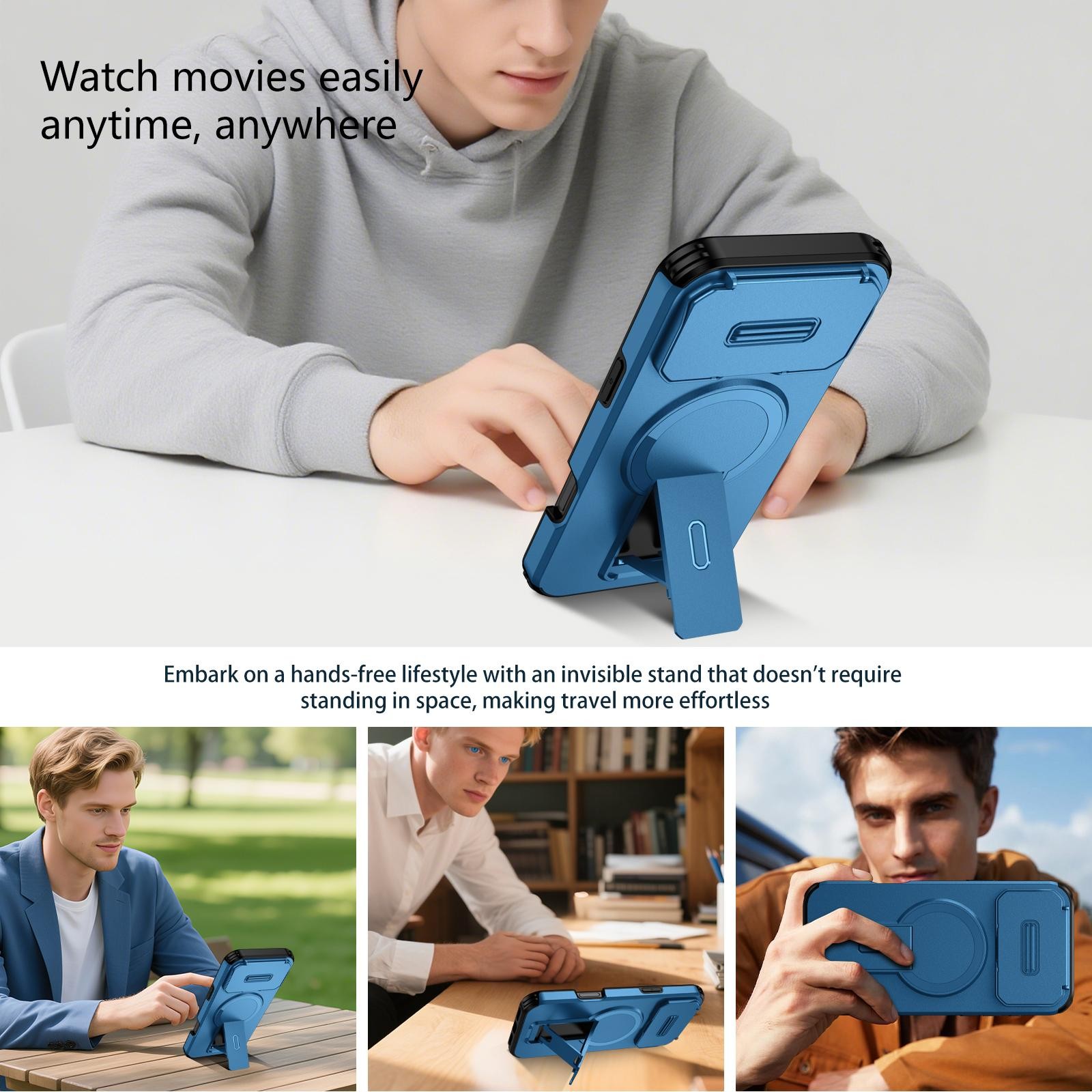 Enkay iPhone 17 Pro Max MagSafe Sliding Camshield Holder Θήκη Σκληρή - Blue