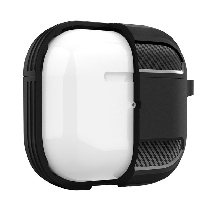 AirPods 3 Θήκη Σιλικόνης με Γάντζο Techsuit Carbon Silicone Case with Hook Black
