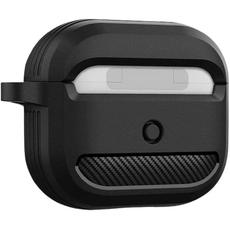 AirPods 3 Θήκη Σιλικόνης με Γάντζο Techsuit Carbon Silicone Case with Hook Black