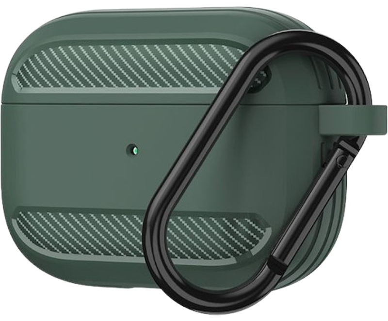 AirPods 3 Θήκη Σιλικόνης με Γάντζο Techsuit Carbon Silicone Case with Hook Green