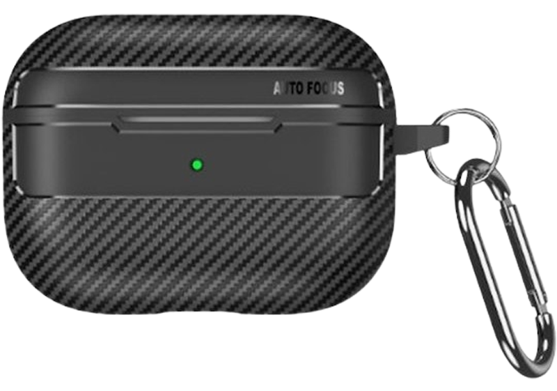 AirPods 4 Θήκη Σιλικόνης με Γάντζο Techsuit Carbon Fiber Armor Case with Hook Black