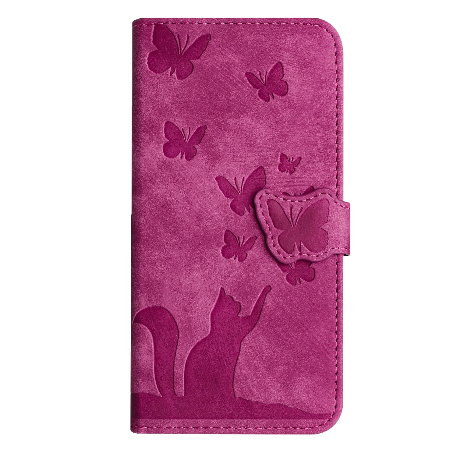 Pattern Xiaomi Redmi 14C 4G / Poco C75 Butterfly Cat Embossing Flip Θήκη Βιβλίο - Pink