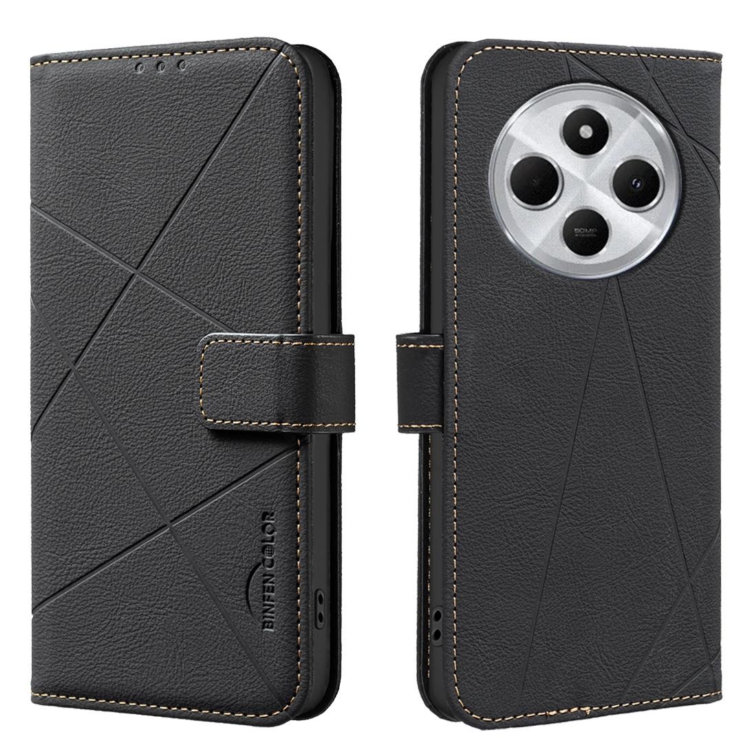 Binfen Color Xiaomi Redmi 14C 4G Geometric Pattern RFID Θήκη Βιβλίο - Black