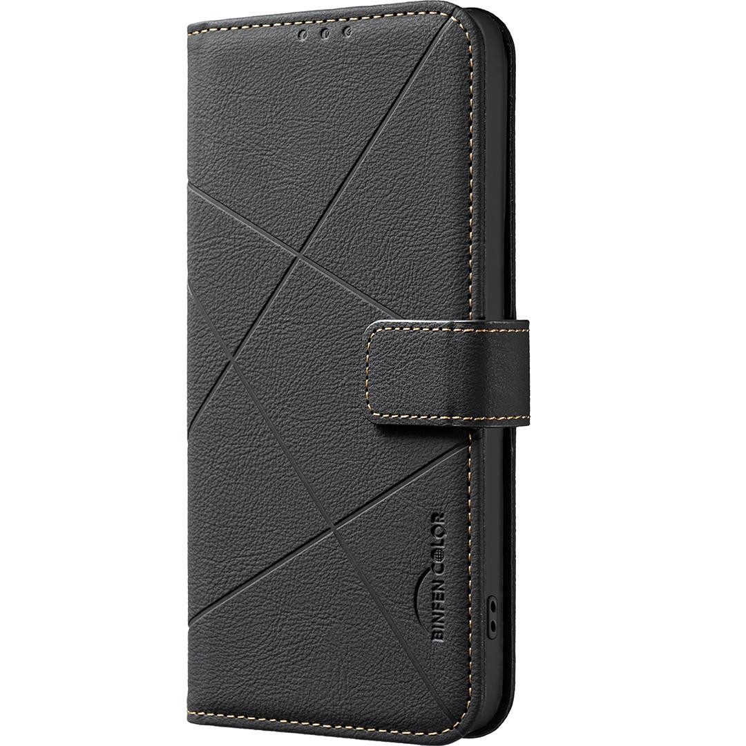 Binfen Color Xiaomi Redmi 14C 4G Geometric Pattern RFID Θήκη Βιβλίο - Black