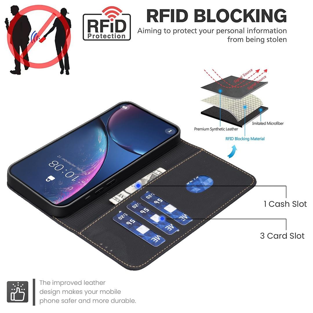 Binfen Color Xiaomi Redmi 14C 4G Geometric Pattern RFID Θήκη Βιβλίο - Black