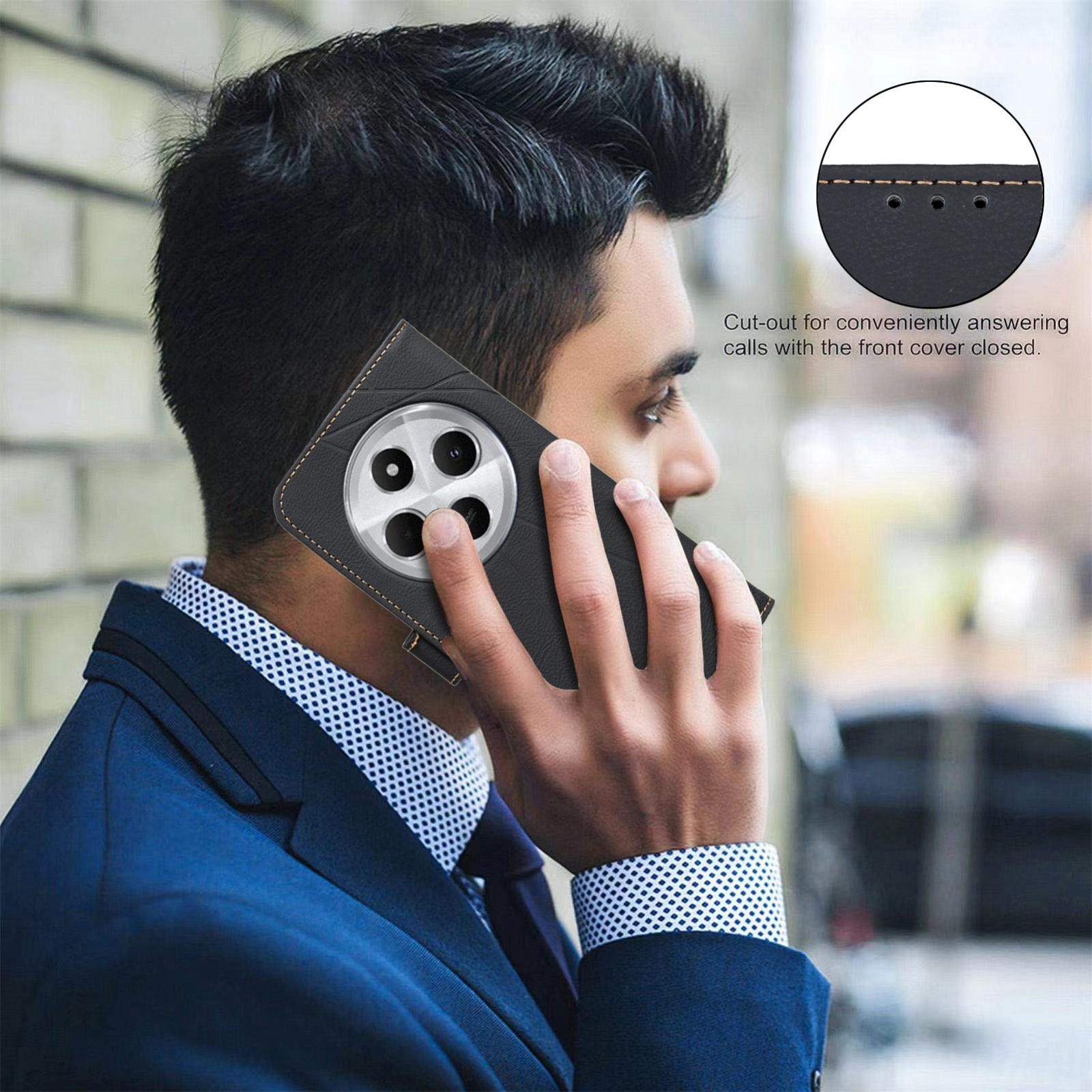 Binfen Color Xiaomi Redmi 14C 4G Geometric Pattern RFID Θήκη Βιβλίο - Black