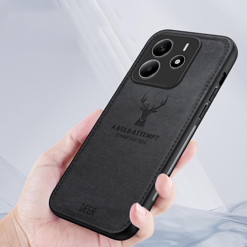 Enkay Xiaomi Redmi Note 14 5G Deer Head Cloth Skin All-inclusive Θήκη Σιλικόνης - Blue