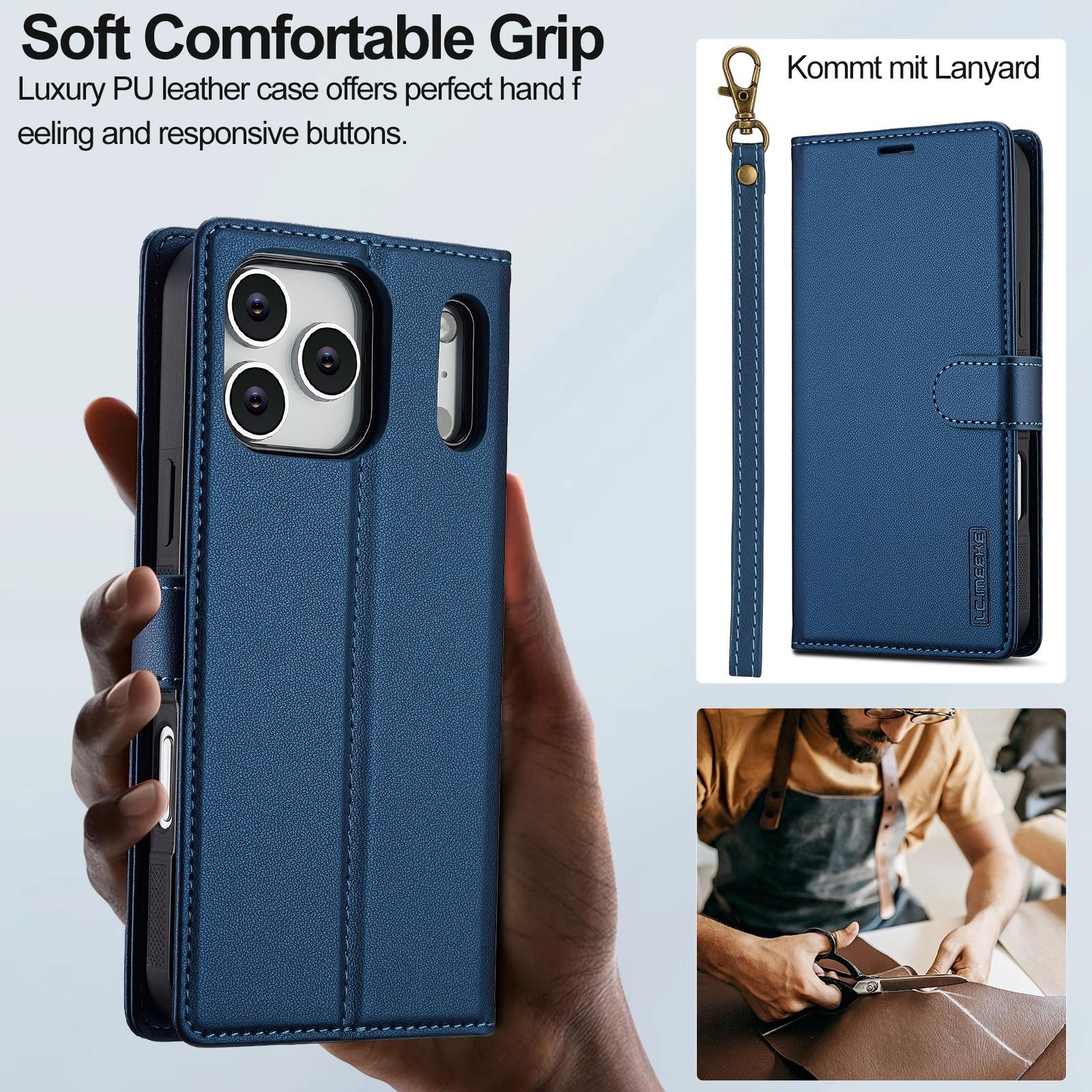 LC.IMEEKE iPhone 17 Pro Max L2 Series Detachable MagSafe Θήκη Βιβλίο - Blue