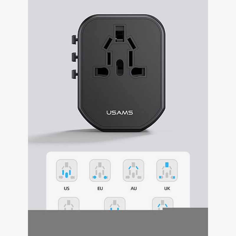 Powertech PT-1378 Φορτιστής με Καλώδιο USB-C σε USB-C και Θύρες 2x USB-C και 1Χ USB-Α GaN3 65W Λευκός