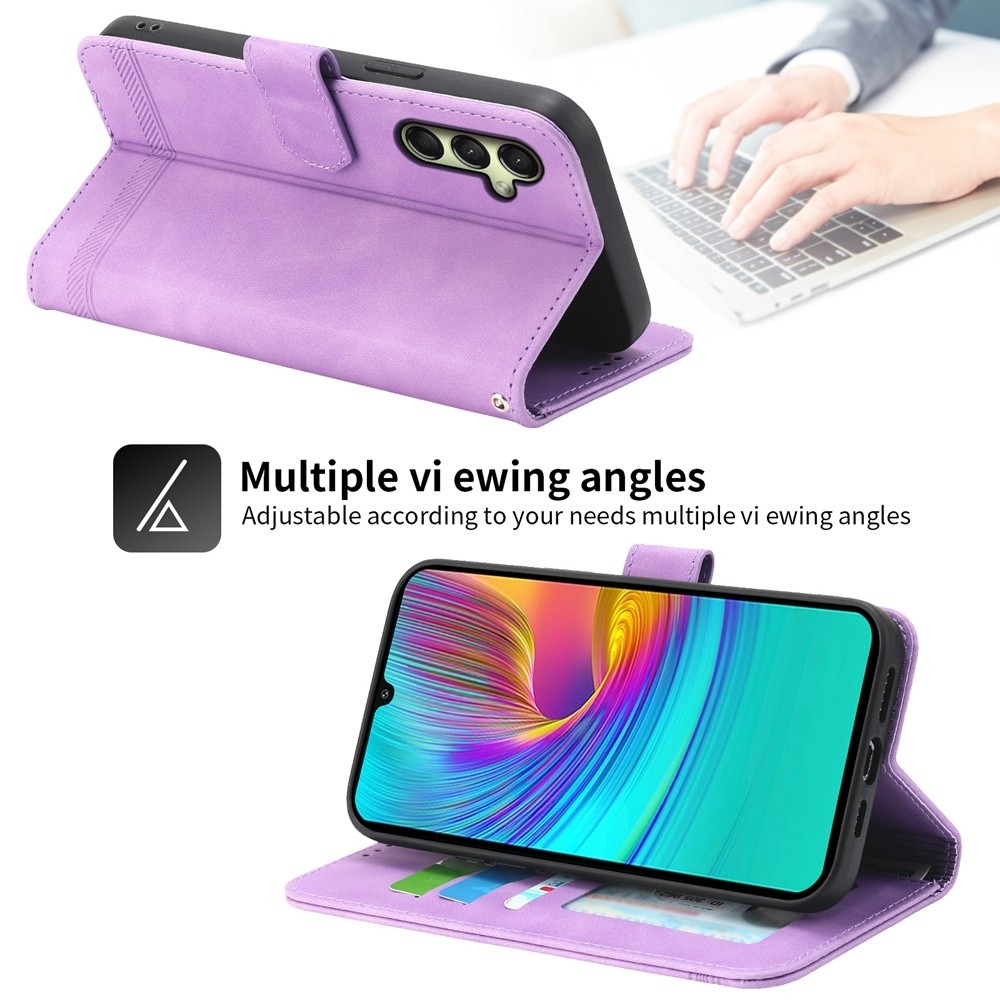 Dierfeng Samsung Galaxy A26 5G / A17 Dream Line TPU Hybrid PU Θήκη Βιβλίο - Purple