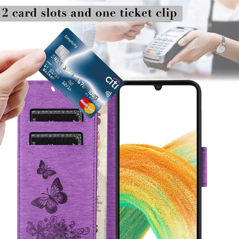 ENKAY Samsung Galaxy A26 5G / A17 Butterfly Embossed Θήκη Βιβλίο - Purple