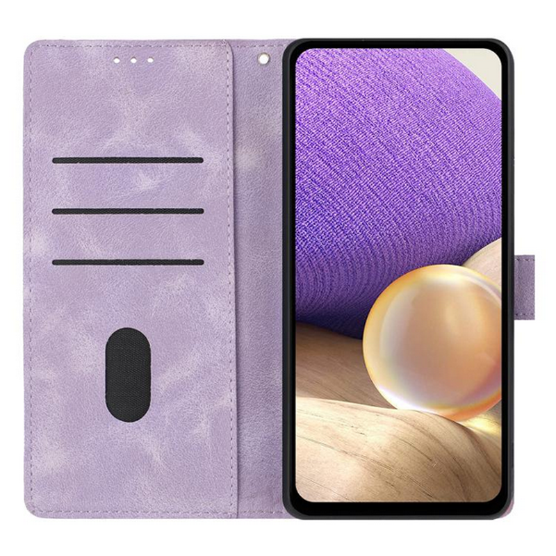 Tel1 Samsung Galaxy A13 4G Triangles Embossed Θήκη Βιβλίο - Purple