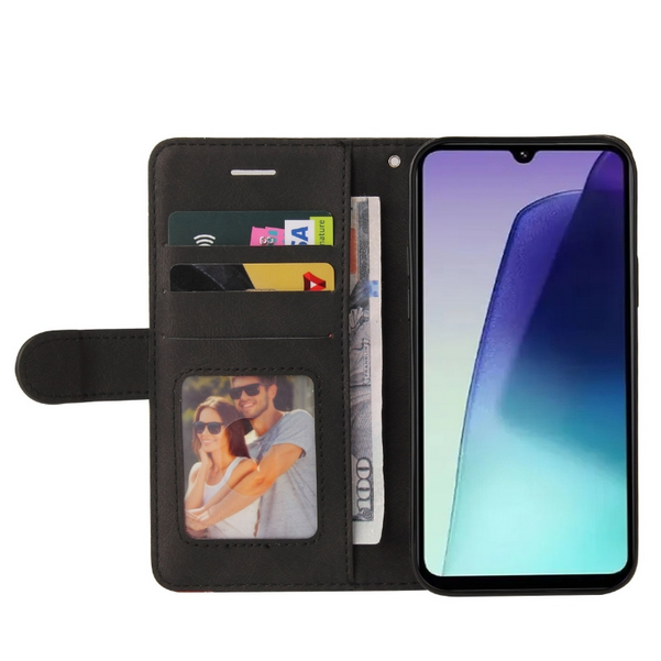 ENKAY Xiaomi Redmi 14C 4G / Poco C75 Dual-color Splicing Flip Θήκη Βιβλίο - Black