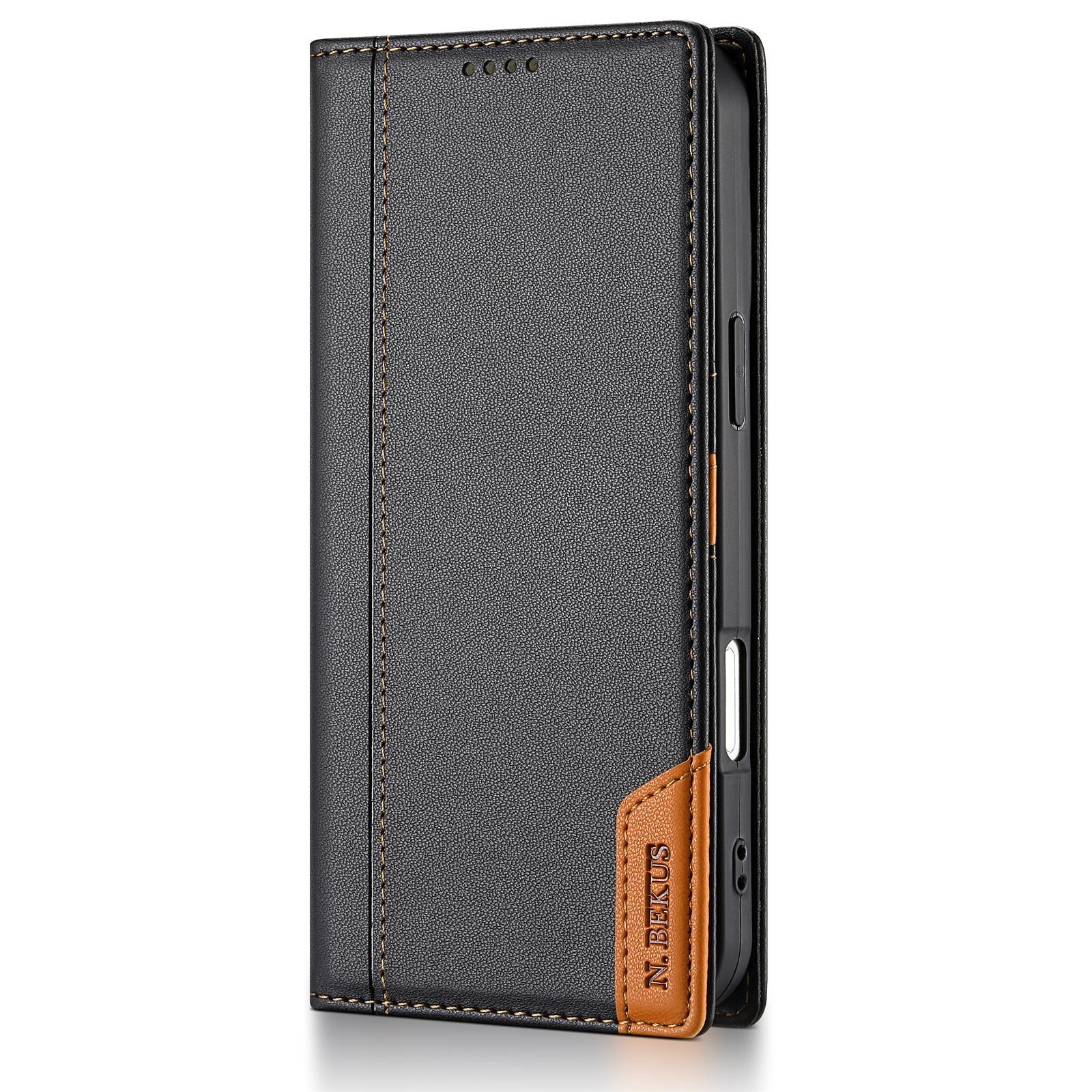 N.Bekus iPhone 17 Pro Max P3 RFID Stitching Magnetic Flip Θήκη Βιβλίο - Black