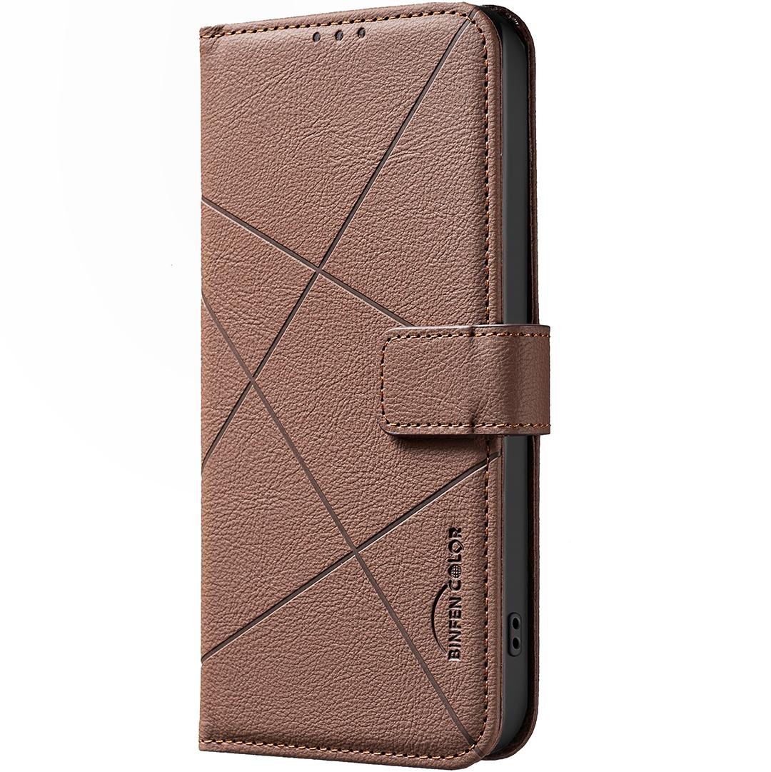 Binfen Color iPhone 17 Pro Max Geometric Pattern RFID Θήκη Βιβλίο - Brown