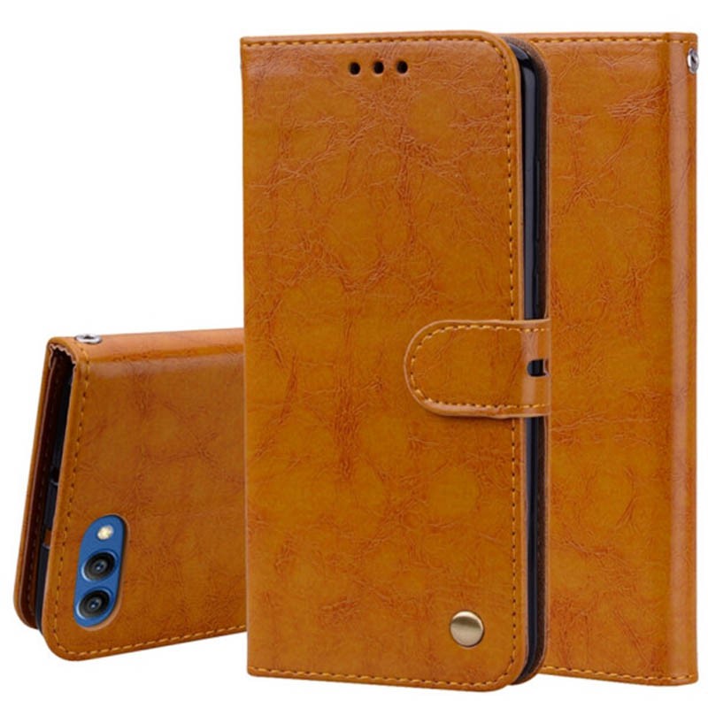 Tel1 Honor 10 Business Style Oil Wax Θήκη Βιβλίο - Light Brown