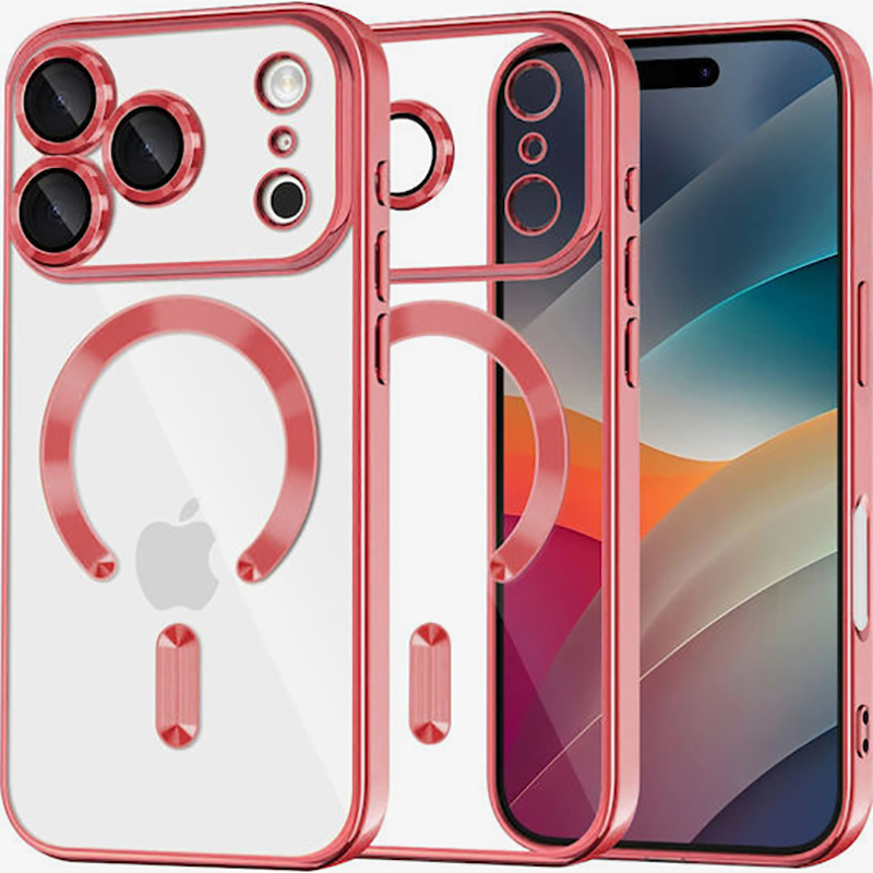 Techsuit iPhone 17 Pro Max MagSafe Luxury Crystal Θήκη με Πλαίσιο Σιλικόνης Διάφανη - Red