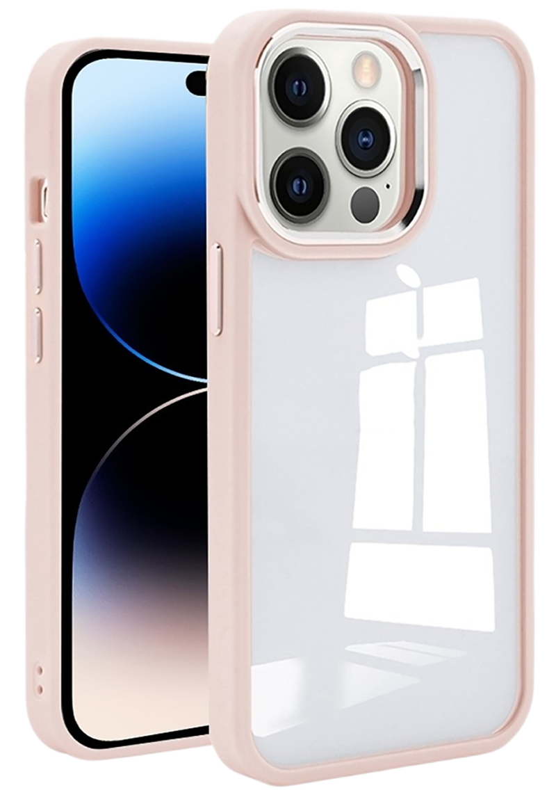 Forcell iPhone 14 Pro Charming Pupil Shockproof Θήκη με Πλαίσιο Σιλικόνης Διάφανη - Pink