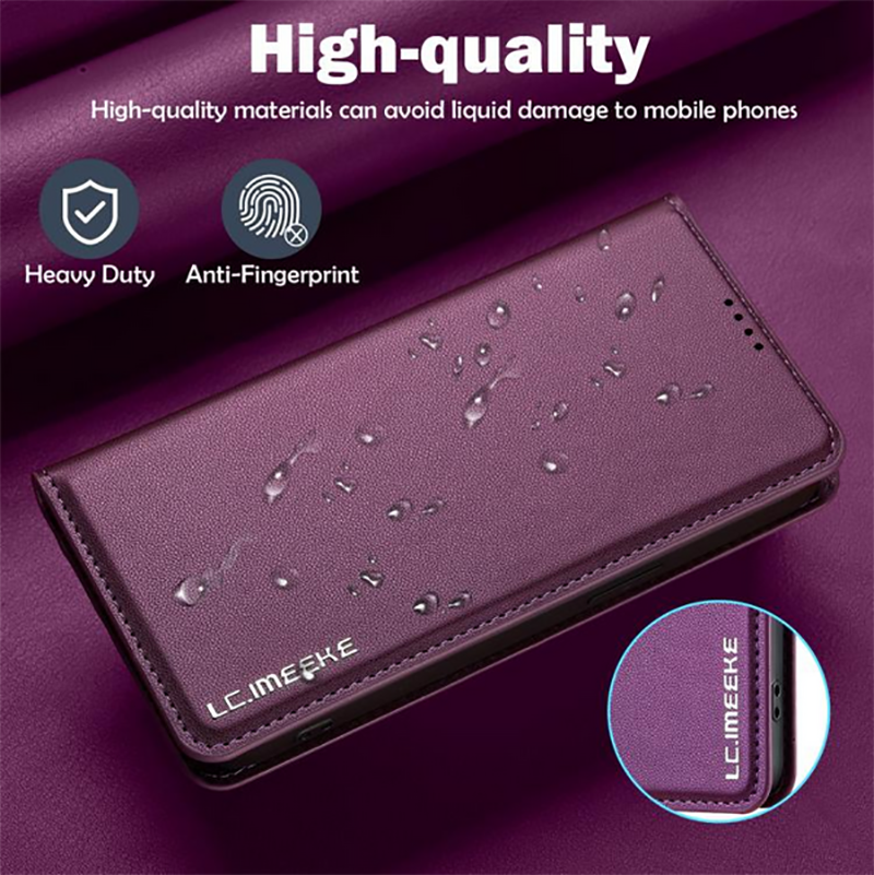 LC.IMEEKE iPhone 16e L1 Series Frosted Fine Texture Θήκη Βιβλίο - Purple