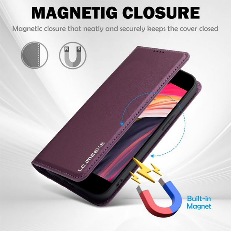 LC.IMEEKE iPhone 16e L1 Series Frosted Fine Texture Θήκη Βιβλίο - Purple