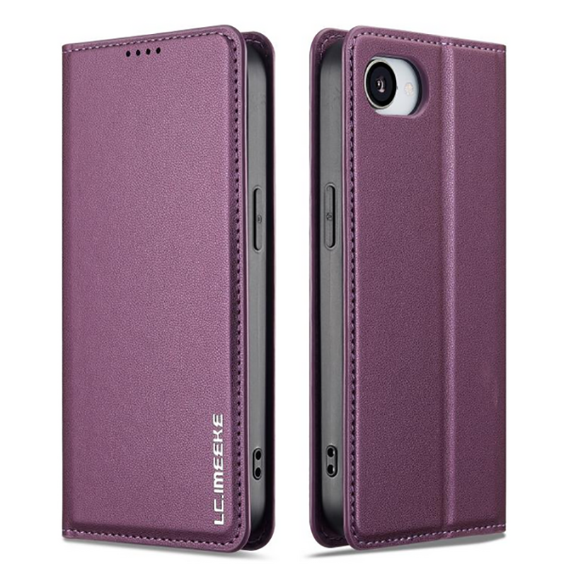 LC.IMEEKE iPhone 16e L1 Series Frosted Fine Texture Θήκη Βιβλίο - Purple
