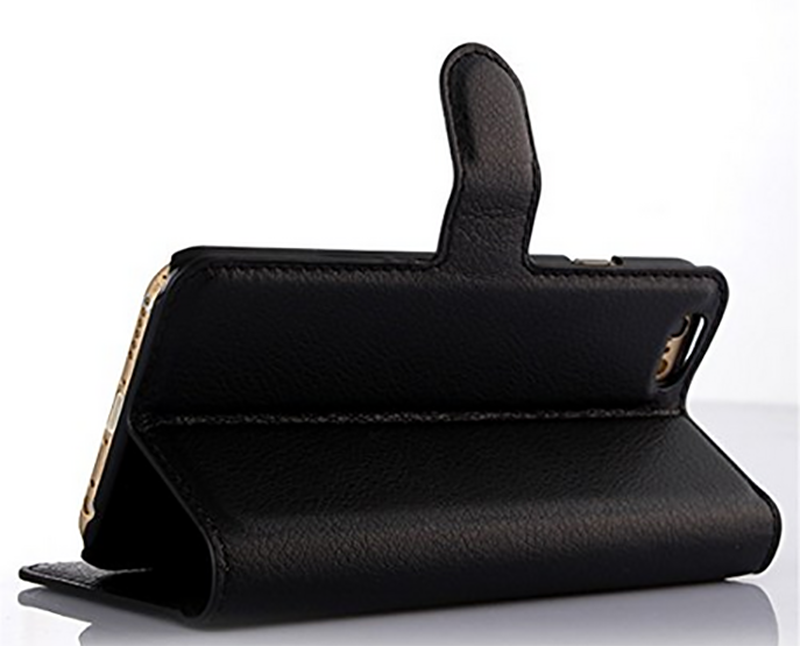 Tel1 iPhone 6 Plus / 6s Plus Litchi Texture Θήκη Βιβλίο - Black