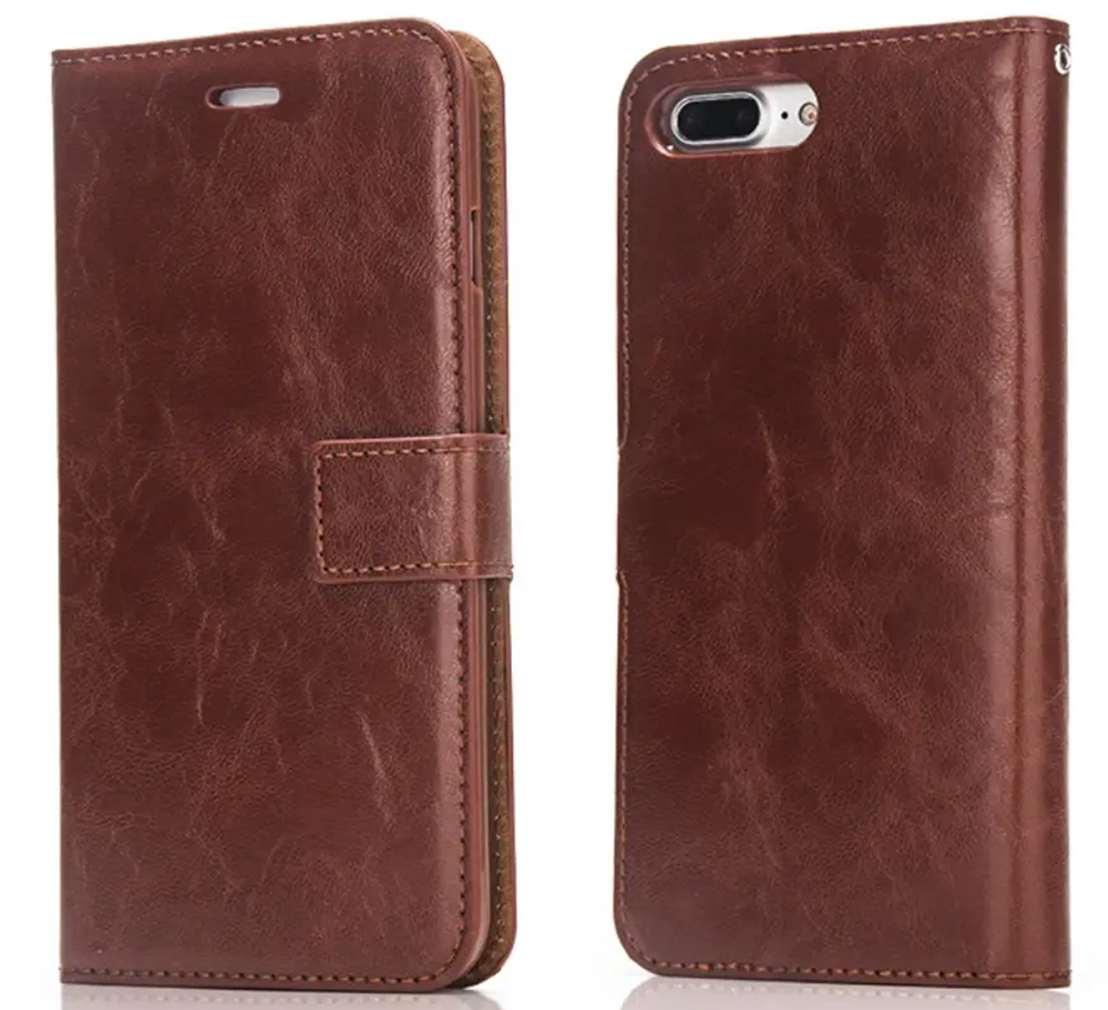 Tel1 iPhone 6 Plus / 6s Plus Crazy Horse Texture Θήκη Βιβλίο - Brown