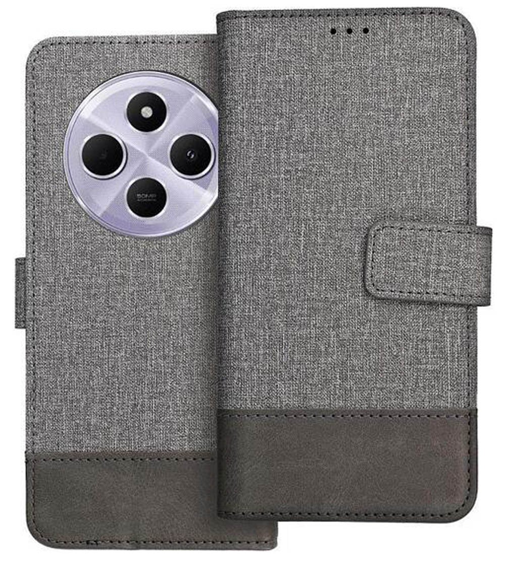 Tel1 Xiaomi Redmi 14C / Poco C75 Gomma Θήκη Βιβλίο - Grey