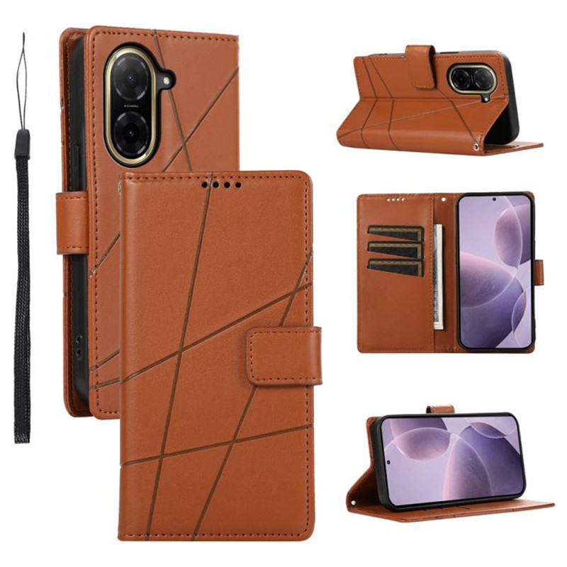 Τel1 Xiaomi Redmi A5 4G / Poco C71 Embossed Line Θήκη Βιβλίο - Brown