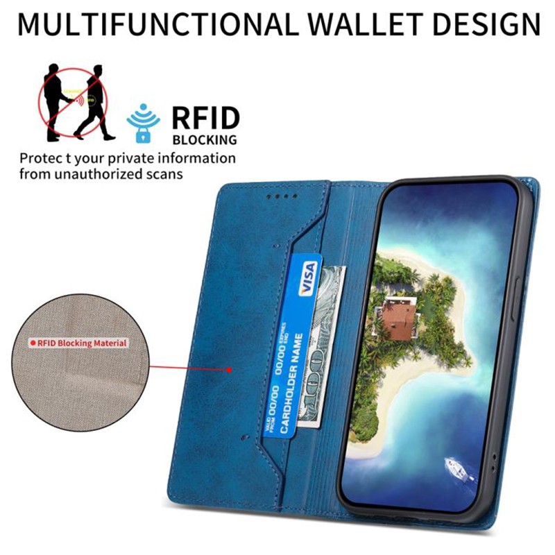 Τel1 Xiaomi Redmi A5 4G / Poco C71 Business Solid Color Magnetic RFID Θήκη Βιβλίο - Blue