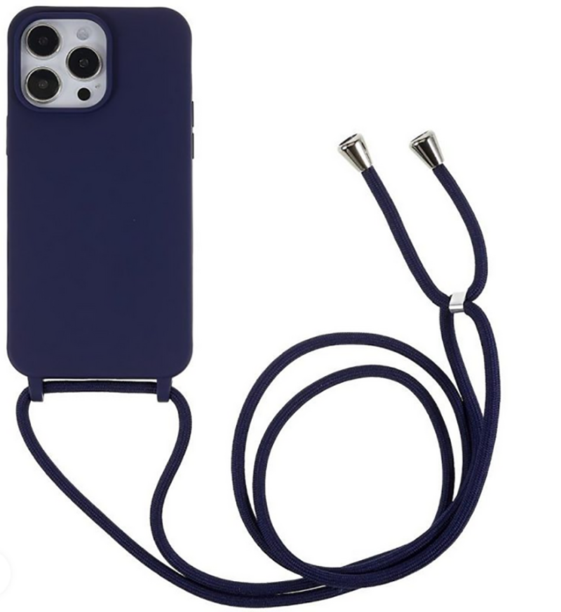 Forcell iPhone 14 Soft Touch Θήκη Σιλικόνης με Λουράκι - Navy Blue