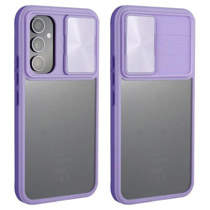 Forcell Samsung Galaxy A25 5G Slider Θήκη Με Πλαίσιο Σιλικόνης Διάφανη - Purple