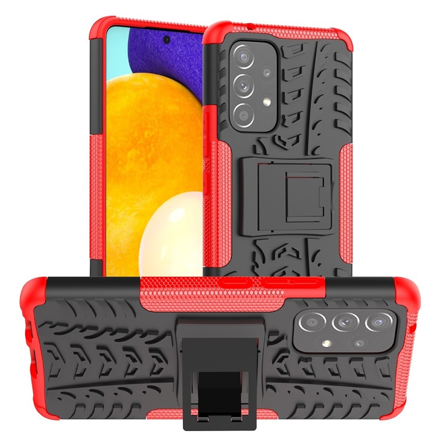 Forcell Samsung Galaxy A13 4G Tire Texture Holder Θήκη Σκληρή - Red